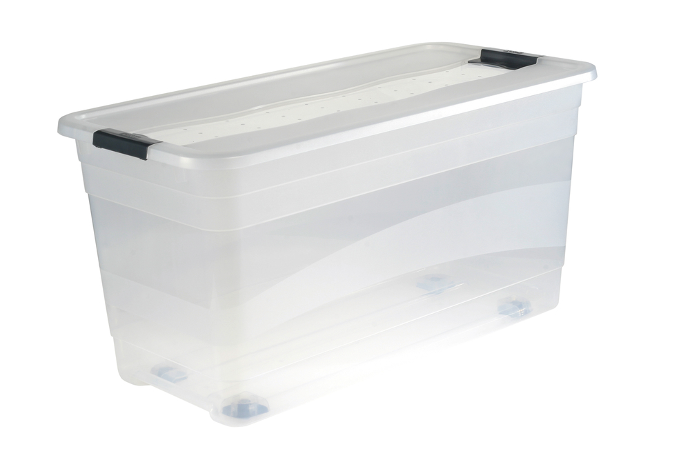keeeper Kristallbox Konrad 83 Liter transparent mit Rollen 79,5 x 39,5 x 41cm
