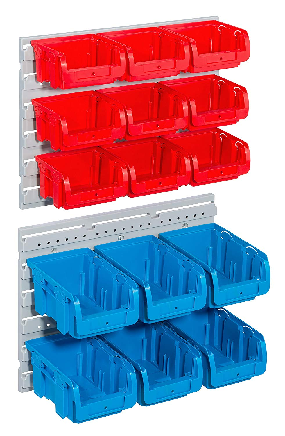 ProfiPlus Set >C< 1+2/17 rot/blau/grau 15 Sichtboxen mit 2 Wandhalterungen